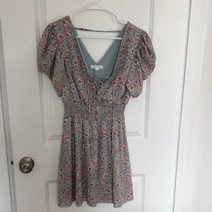 Floral Mini Dress with Pink Flowers